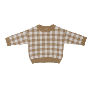 Kynd Baby Jacquard Knit Jumper - Neutral Gingham