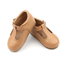 Load image into Gallery viewer, ‘Florence’ Leather T-Bar Shoes (Latte) - hard sole