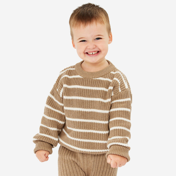 Kynd Baby Chunky Rib Knit Jumper - Caramel Stripe
