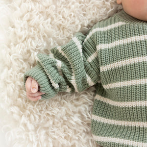 Kynd Baby Chunky Rib Knit Jumper - Sage Stripe