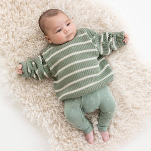 Kynd Baby Chunky Rib Knit Jumper - Sage Stripe