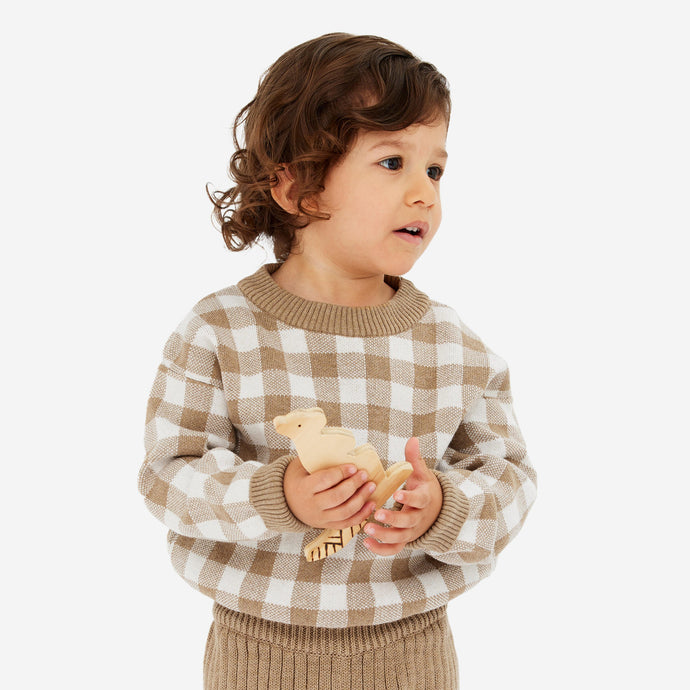 Kynd Baby Jacquard Knit Jumper - Neutral Gingham