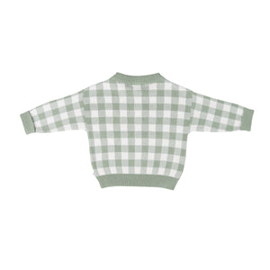 Kynd Baby Jacquard Knit Jumper - Sage Gingham