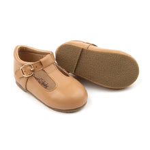 Load image into Gallery viewer, ‘Florence’ Leather T-Bar Shoes (Latte) - hard sole