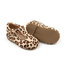 Load image into Gallery viewer, ‘Florence’ Leather T-Bar Shoes (Leopard) - hard sole
