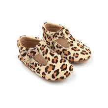 Load image into Gallery viewer, ‘Florence’ Leather T-Bar Shoes (Leopard) - soft sole pre-walkers