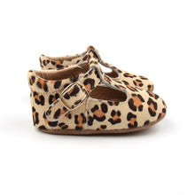 Load image into Gallery viewer, ‘Florence’ Leather T-Bar Shoes (Leopard) - soft sole pre-walkers