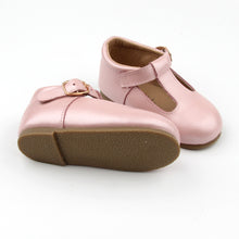 Load image into Gallery viewer, ‘Florence’ Leather T-Bar Shoes (Frosty Blush) - hard sole