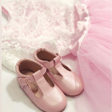 Load image into Gallery viewer, ‘Florence’ Leather T-Bar Shoes (Frosty Blush) - soft sole pre-walkers